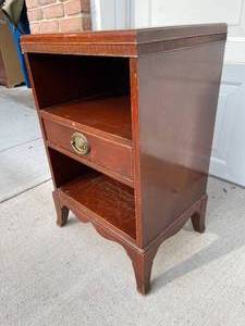 Vintage Single Drawer Accent Side Table with Brass Handles