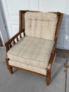 Vintage Statesville Chair Company Padded Chair with Weaved Back