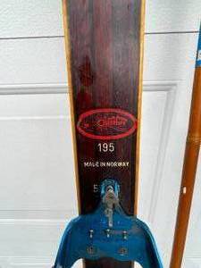 Vintage Janoy Cross Country Skis and Poles Model 195