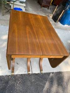 Vintage Drop Leaf Table with Brass Accents