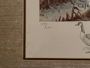 C.E. Pearson Breakfast-North Line Honkers Framed Art Numbered 189 of 200