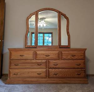Mirrored Oak Dresser