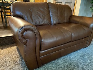 Leather Love Seat by Robinson and Robinson