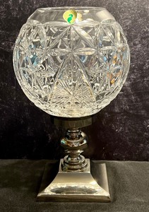 Waterford Hurricane Lamp with Metal Base