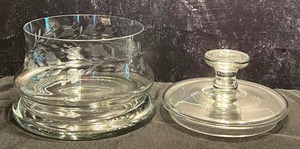 Vintage Covered Etched Glass Polish Covered Dish