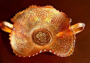 Persian Medallion Carnival Glass Handled Dish