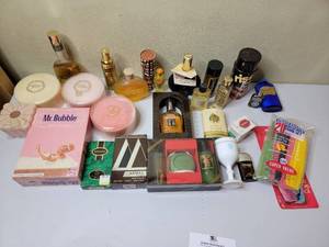 lot 39 image: Youre Grandmas Bathroom Cabinet-Vintage Perfumes, Mr, Bubble, And More