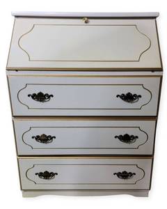 lot 12 image: Vintage Mid-Century 1960s French Provincial Secretary Desk-30 x 16.5 x 35.5 $600 Value