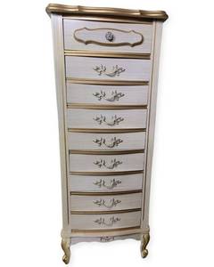 lot 13 image: Vintage Mid-Century 1960s French Provincial Lingerie Chest-20 x 14 x 50 $500 Value