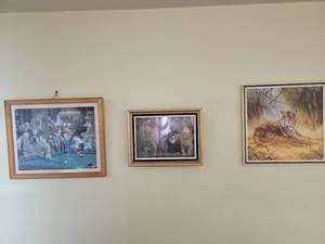 lot 42 image: Fun Animal Lovers Art Collection-3 Large Framed Pieces
