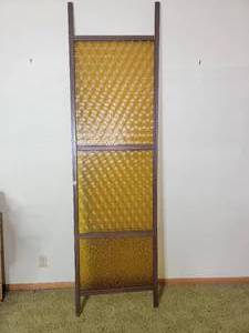 lot 45 image: Classic Large Mid-Century-Modern Mustard Yellow Acrylic and Wood Room Divider-26 x 92 $400 Value