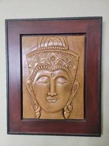 lot 14 image: Beautiful Custom Framed Buddha Face 3-D Wall Relief Wall- 18 x 24
