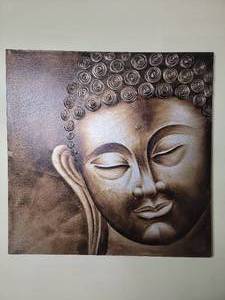 lot 16 image: Spiritual Buddha Textured Painting -39.25 x 39.25