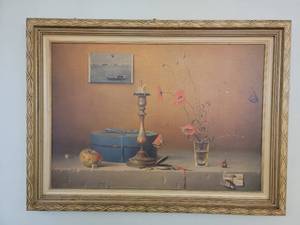lot 23 image: Vintage Mid-Century Custom Framed Still-Life Print - 30.75 x 22.75