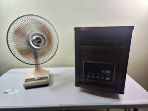 lot 55 image: Life Smart 1500W Infrared Heater & 12 Oscillating Fan