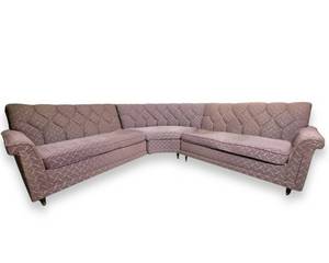 lot 75 image: Incredible Rose-Colored, Tufted, 1950s Mid-Century Modern FULL Sectional $2200 Value