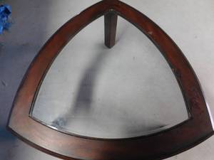 lot 6 image: Wood Coffee table with glass top