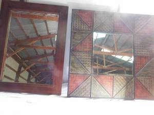 lot 45 image: 1 metal framed mirror and 1 wood framed mirror