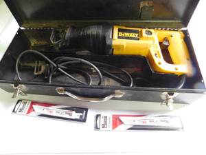 lot 208 image: Dewalt electricl reciprocating saw with Blades