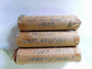 lot 229 image: 3 rolls of wheat pennies