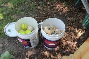 lot 79 image: Lot of (2 Plastic Buckets) Sport Balls - Baseballs, Small Soccer Ball