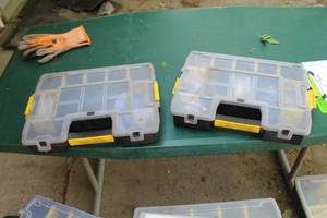 lot 155 image: Lot of (2) Plastic Parts Organizer Case - Screws, Bolts, Nails, Misc. Hardware