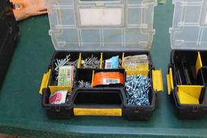 lot 156 image: Lot of (2) Plastic Parts Organizer Case - Screws, Nails, Misc. Hardware
