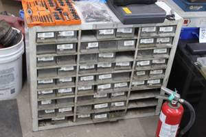 lot 538 image: Parts Organizer Cabinet - Assorted Connectors