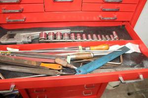 lot 208 image: Hand Tools - Sockets, Pipe Wrench, Files