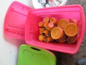 Large tote with vintage dishes (see...
