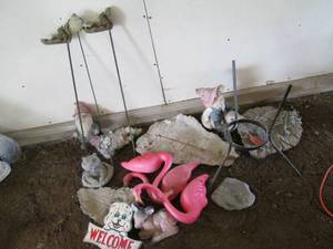Several pieces of lawn decor and st...