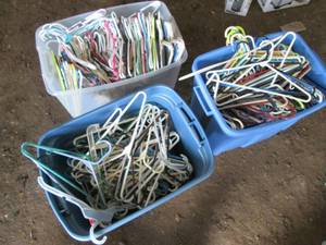 3 totes full of hangers...