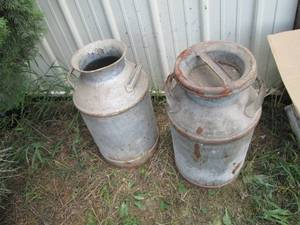 2 vintage milk cans...