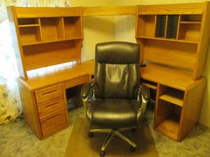 Very large desk, chair and plastic ...