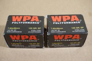 40 WPA Polyformance 7.62 x 39 125 Gr SP Steel Case Ammo