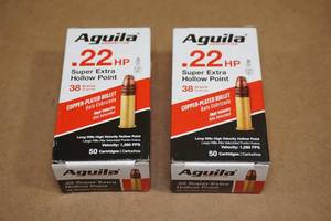 100 Aguila .22 LR 38 Gr CP HP Ammo