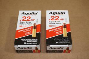100 Aguila .22 LR 38 Gr CP HP Ammo
