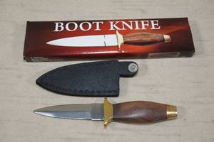 Wood Handle Boot Knife with Sheath