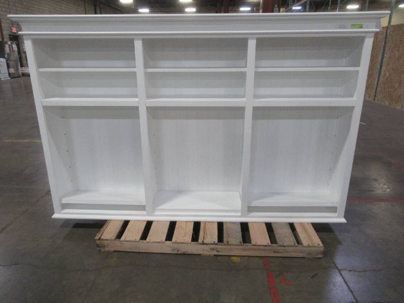 lot 809A image: Lachlan 86.61 H x 94.5 W Solid Wood Library Bookcase, W004727095 - Top Only, Slight Scuffs RH Side Top. Missing Shelf Pins.