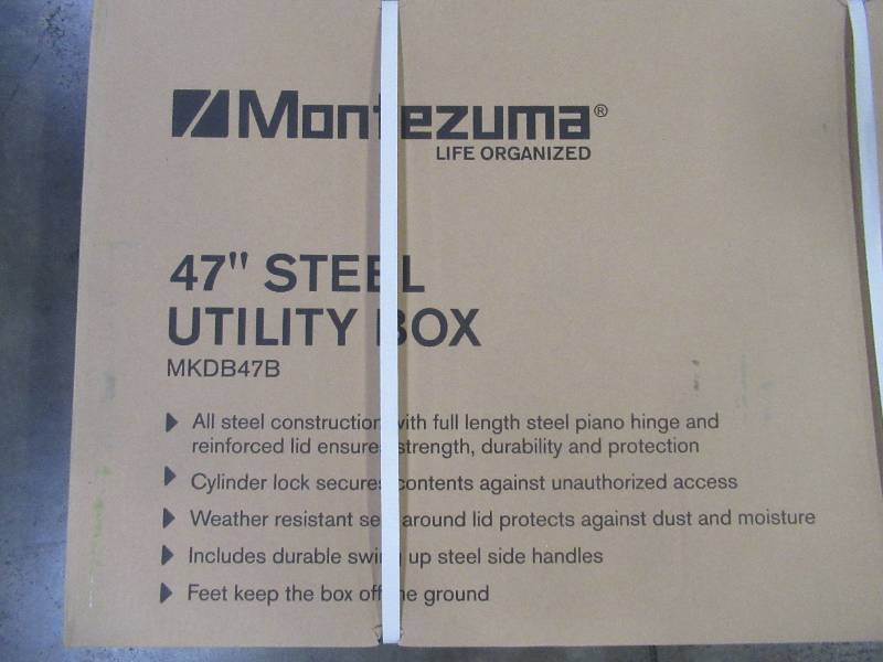lot 313 image: Montezuma 47 in Steel Utility Box - NEW IN BOX.