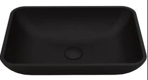 lot 420 image: Vigo Matte Shell Sottile Glass Rectangular Vessel Bathroom Sink in Black, VG07110.