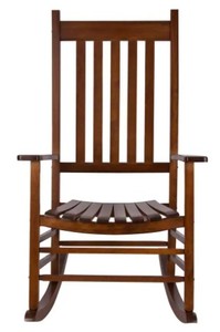 lot 424 image: Shine Co. Vermont Porch Rocker Oak Wood Outdoor Rocking Chair, 4332OA.