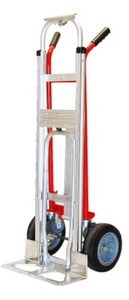 lot 588 image: Milwaukee 1,000 lb. Capacity 4-in-1 Hand Truck, 60137 - Bend Tire Rod (tire wobbles).