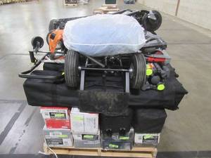 lot 598 image: LARGE WHOLESALESALVAGE PALLET (Approximately 15 Pieces) OF HANDTRUCKS, POP-UP CANOPIES AND MORE