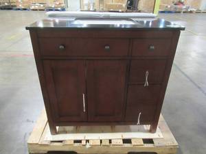 lot 601 image: Pegasus Austen 36 in. Vanity in Dark Cherry with Granite Vanity Top, PEAUSTEN36 - Cracked Top.