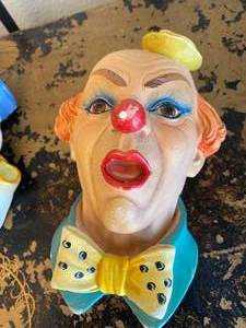 lot 313 image: Pair of 1983 Legend Products Chalkware Clown Heads
