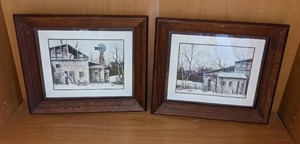 lot 195 image: Pair of Framed Farm Art Prints by Robert Nidy