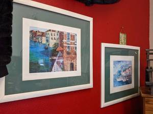 lot 161 image: 2 Framed Watercolor Prints