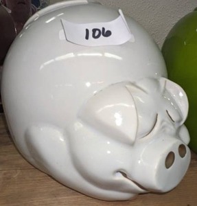 lot 106 image: White Ceramic Pig Cookie Jar