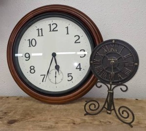 lot 110 image: Small Howard Miller Clock and Wall Clock